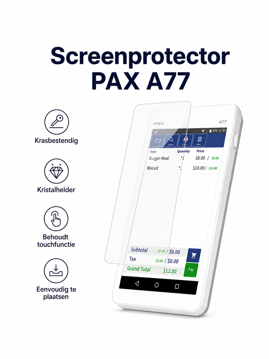 Screenprotector voor PAX A77